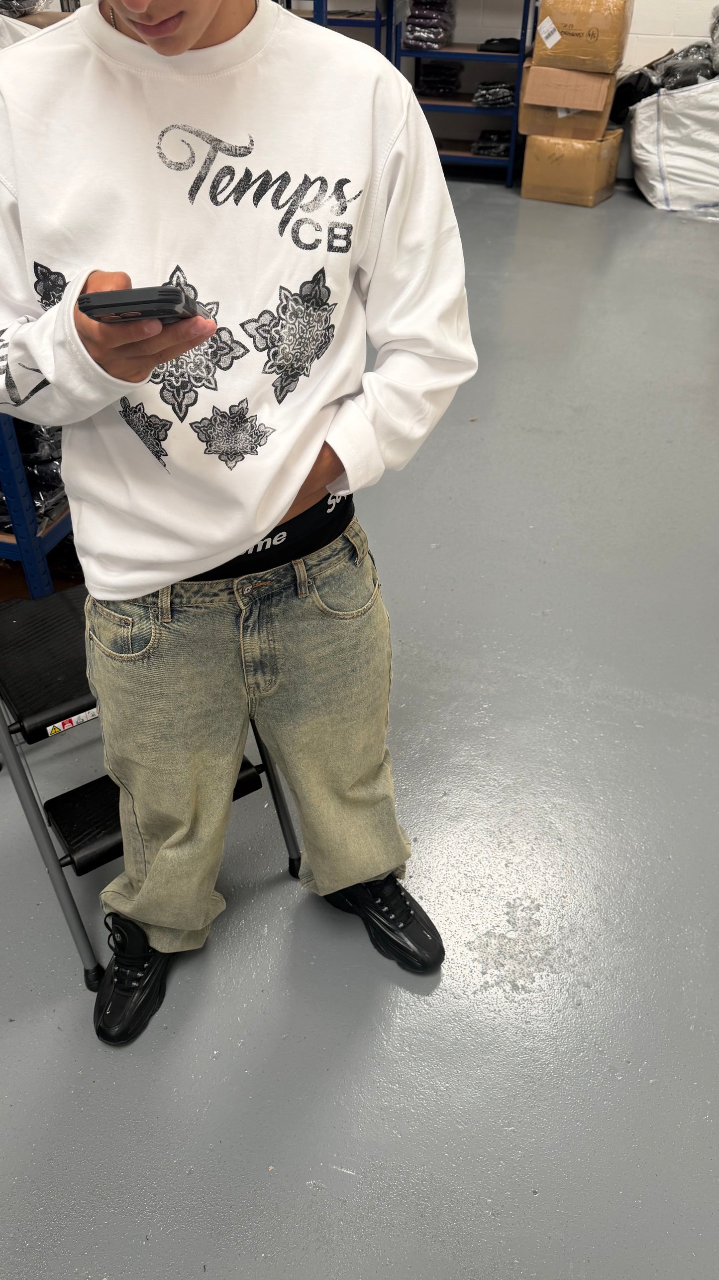 Temps pattern black/white longsleeve