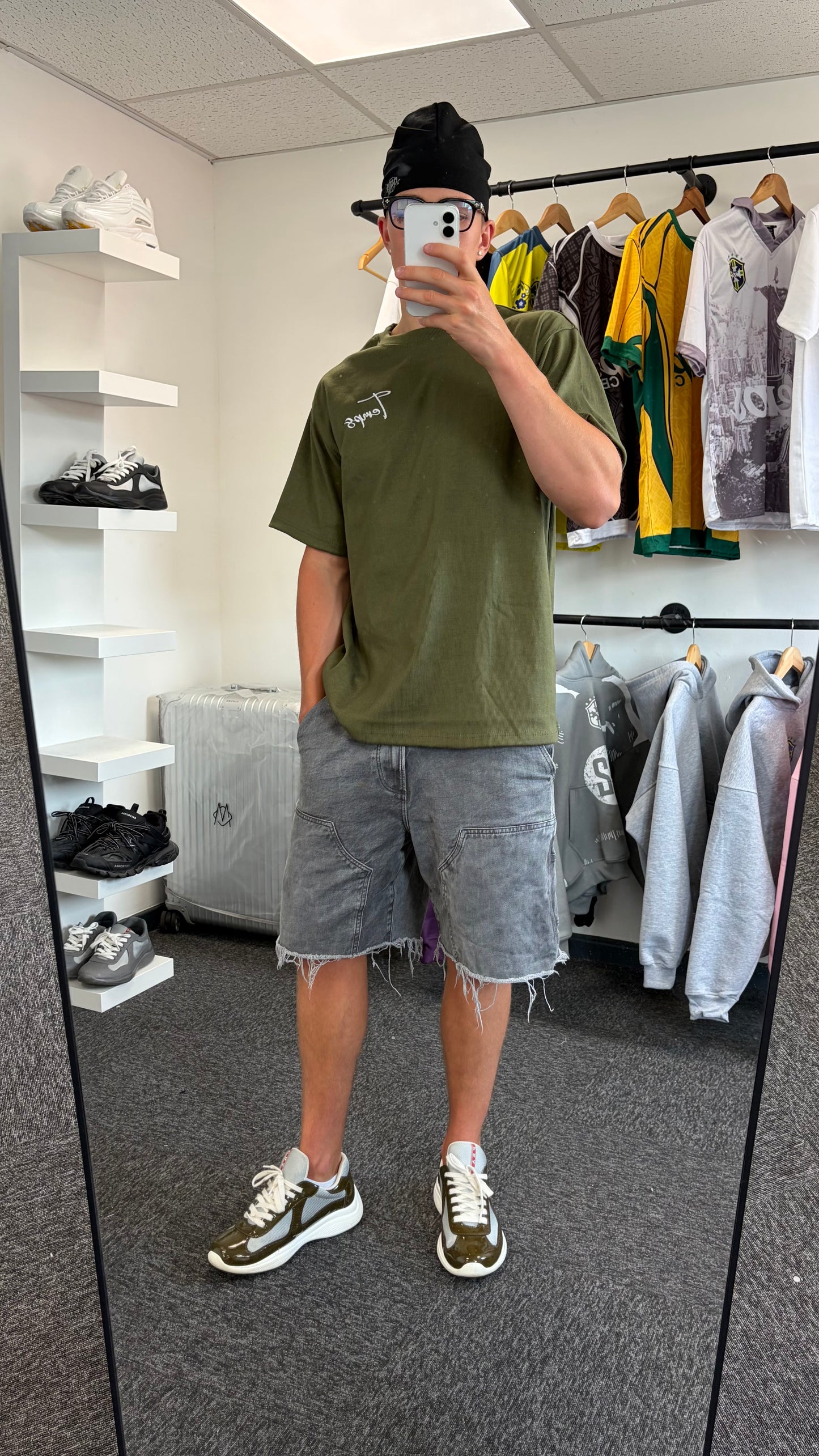 Temps khaki green waffle T-shirt